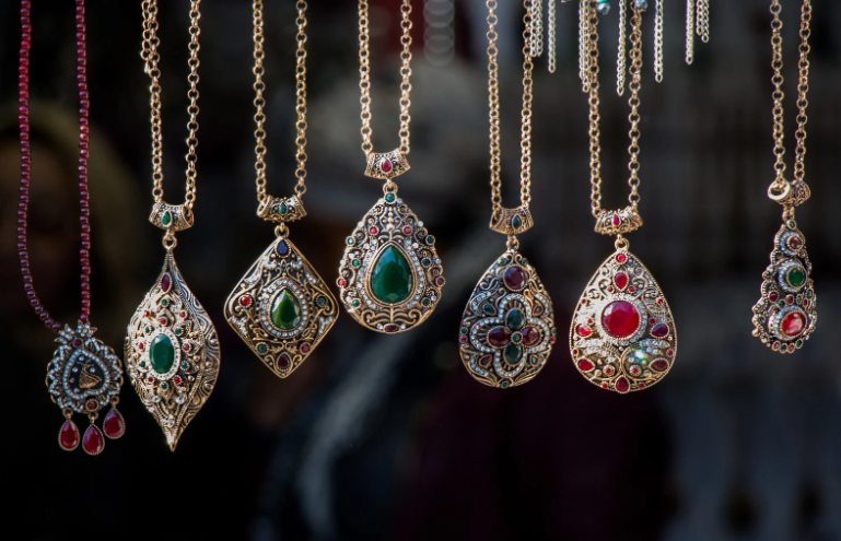 Antique Gemstone Necklaces Displayed by Kelowna Jewelers
