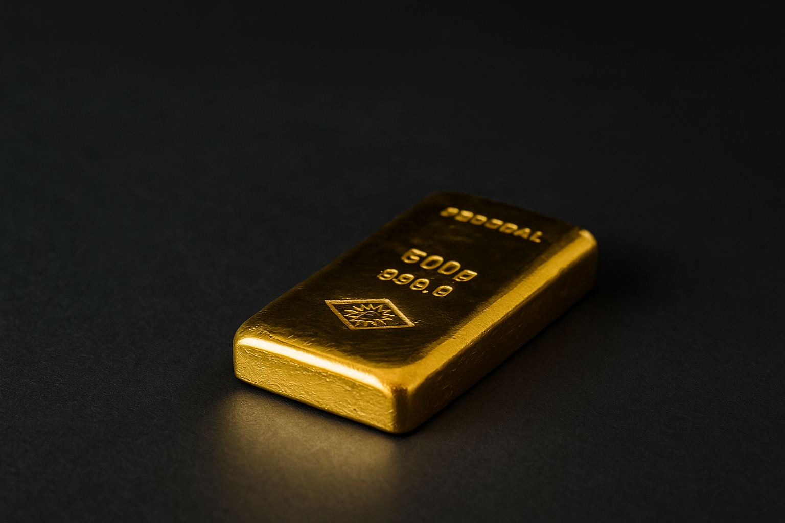 500g Kelowna gold bar on black surface